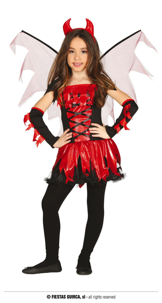COSTUME DIAVOLETTTA DEL FUOCO , BAMBINA 