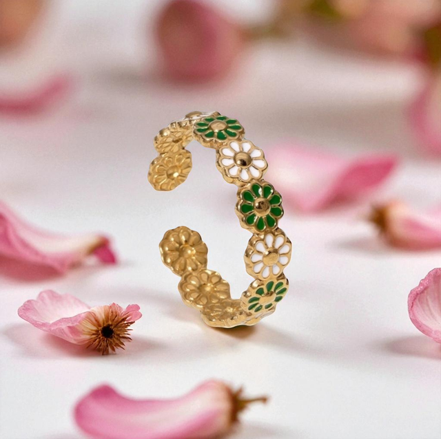 Bague LISA Vert | Ajustable en acier inoxydable 