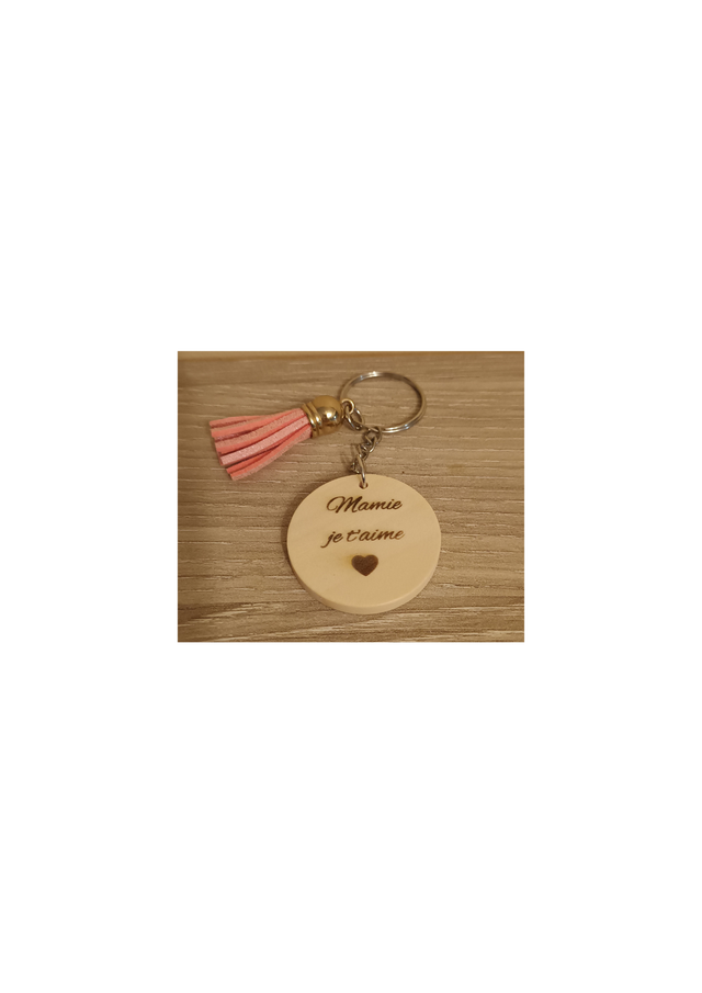  Porte-clé &quot;Mamie je t’aime&quot; en Bois Gravé - Personnalisable 