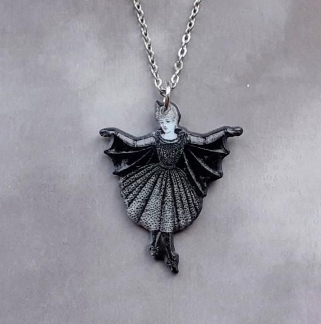 Victorian Bat Woman Necklace 
