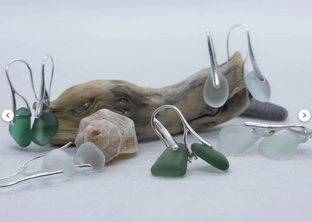 Elegant long hooked sea glass earrings