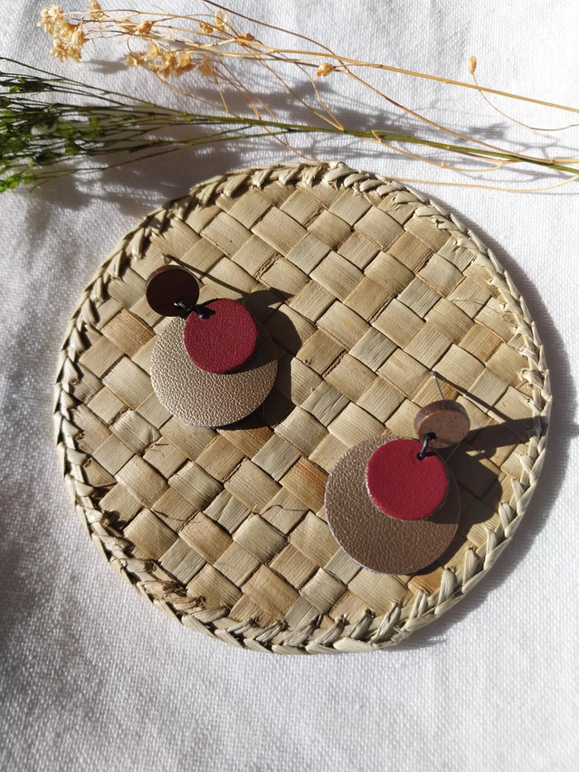 Boucles d'oreilles en matières végétales de céréales et pommes