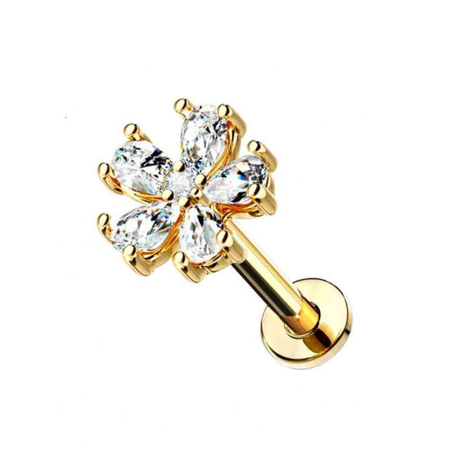 Helix Fiore 5 Petali Zirconi Gold