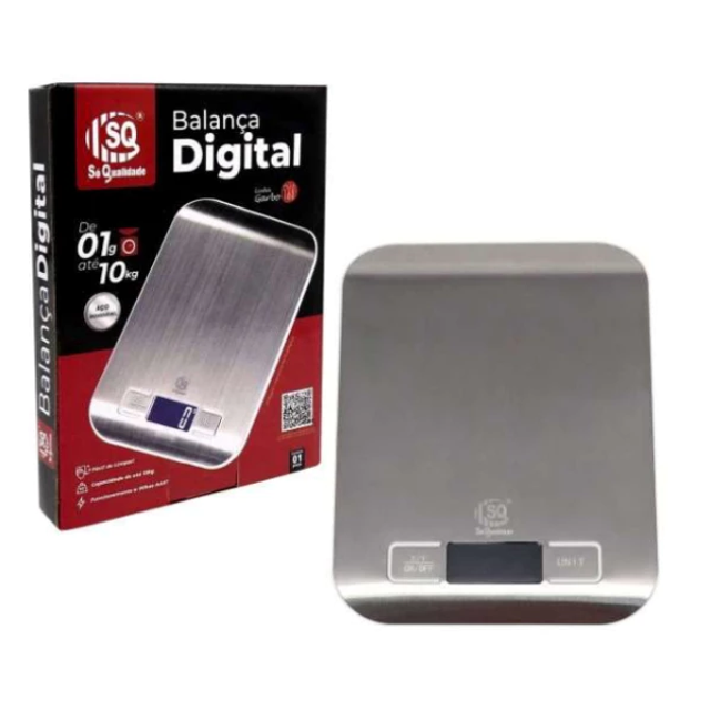 Balança digital 01 até 10kg aço inox SQ4428