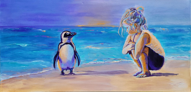 'Small talk' Limited edition Art Print by @buzemanart. 40x50cm 