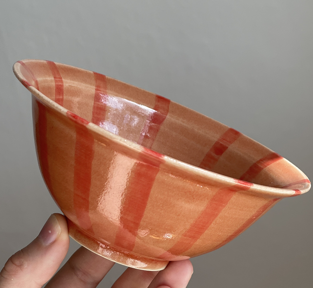 Red striped bowl