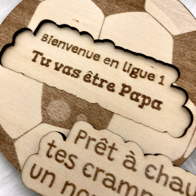 Demande personnalisée parrain - Annonce personnalisée futur papa - ballon de foot en bois