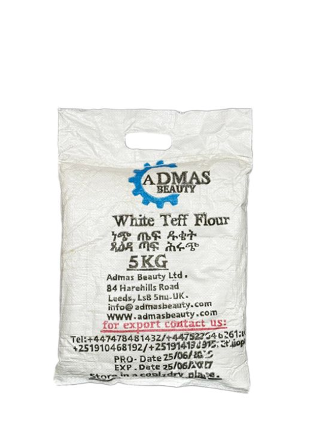 Admas - Organic White Teff Flour 5kg - ጻዕዳ ጣፍ- ነጭ ጤፍ