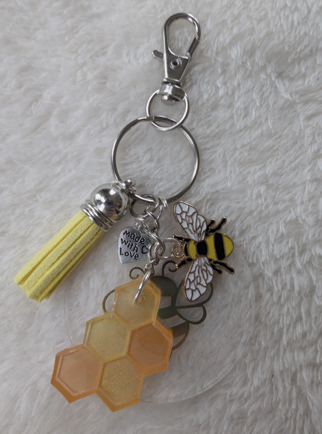 Bee Themed Keyring (Honeycomb Design)