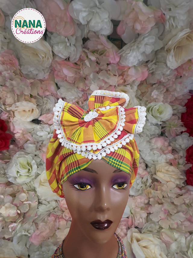 Turban Bonnet Madras 100% Coton avec intérieur Satin - Fait main | Protection cheveux | Anti-frisottis