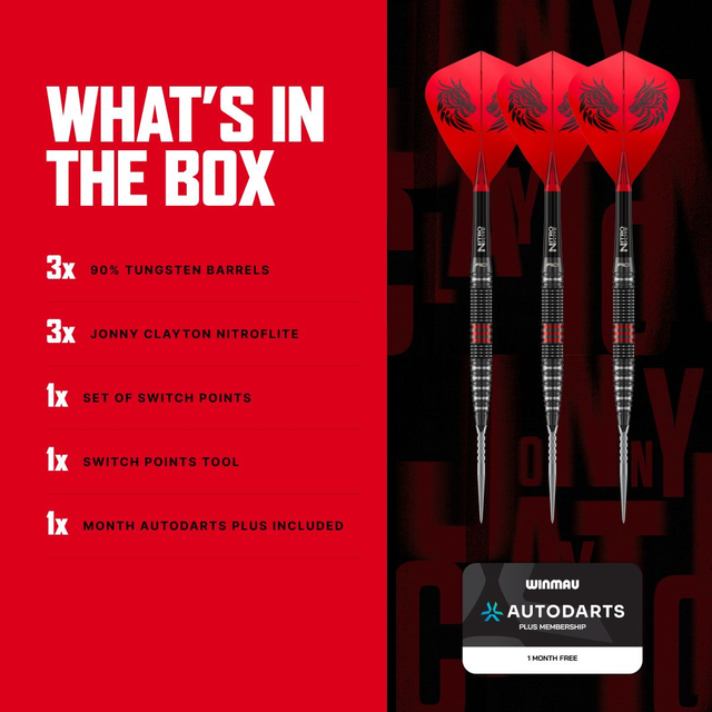 Red Dragon Steeldarts Jonny Clayton RD-Pro Switch Point 90% Tungsten