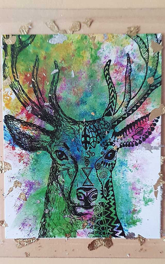 Krafttierkarte "Hirsch" Energiekarte programmiert mit den Eigenschaften des Krafttiers. Format A7  