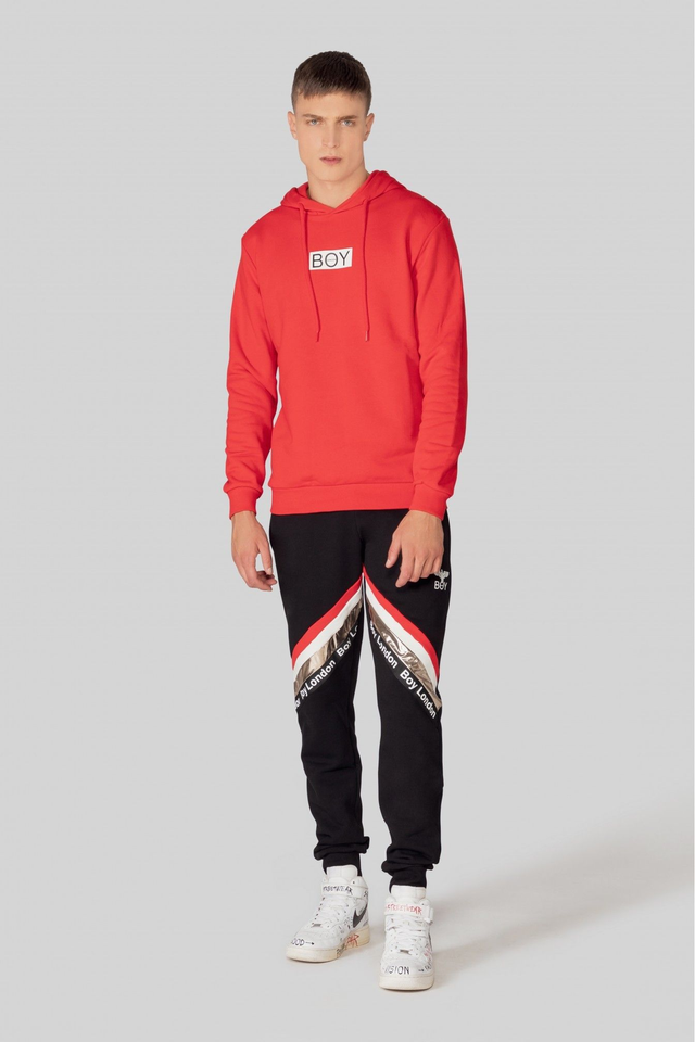 465FELPABLU6175 - FELPA BOY LONDON LOGO SMAL CONTRASTO