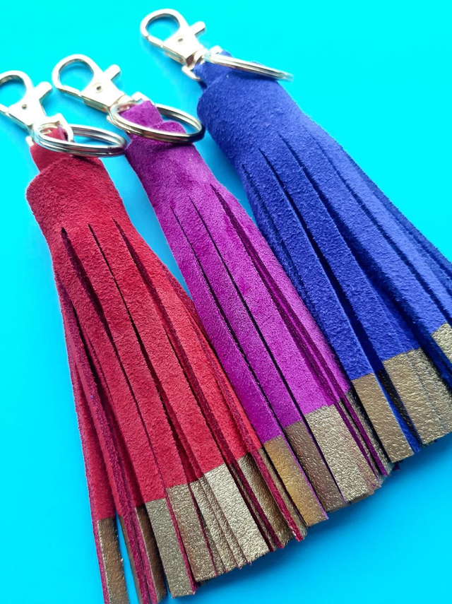 SALE! Suede tassel clip keyrings