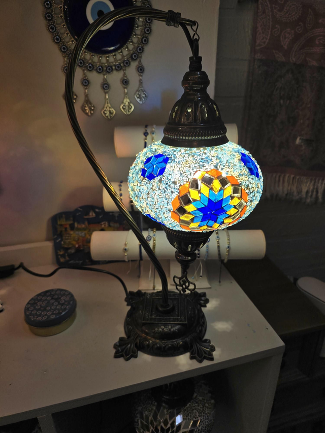 Large Mosaic Swanneck Table Lamp
