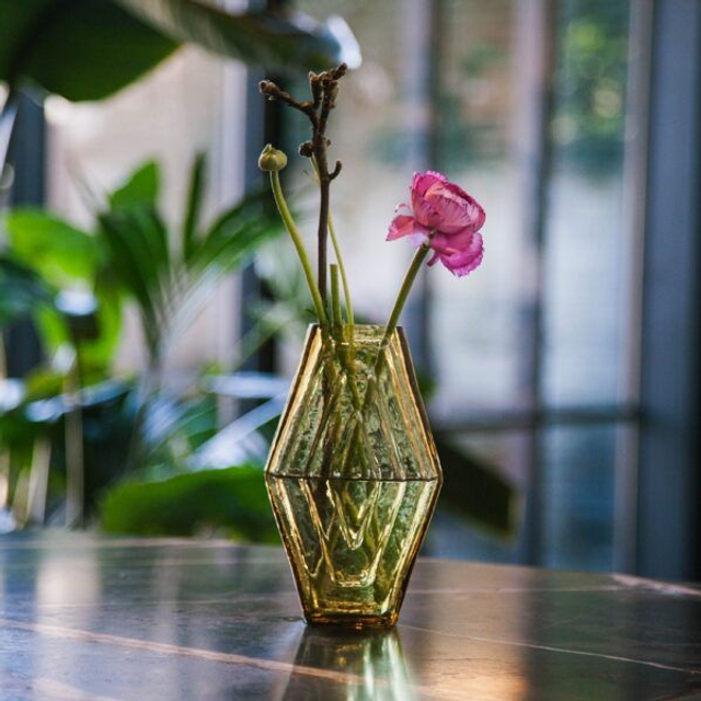 Vaas klein, Infinite Hexagon, amber