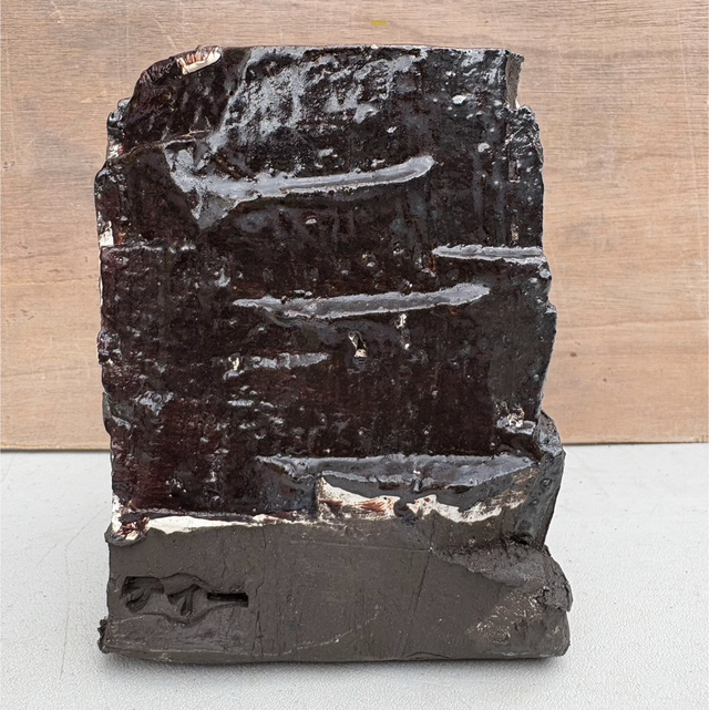 Red#3, 2024. Dark red hand built square Kurinuki vase