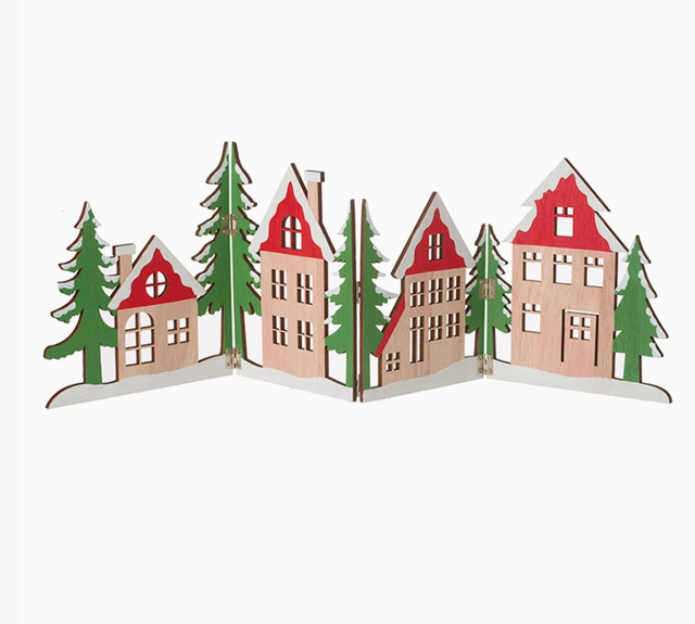 Christmas - Folding Wooden Trees & Houses Dec