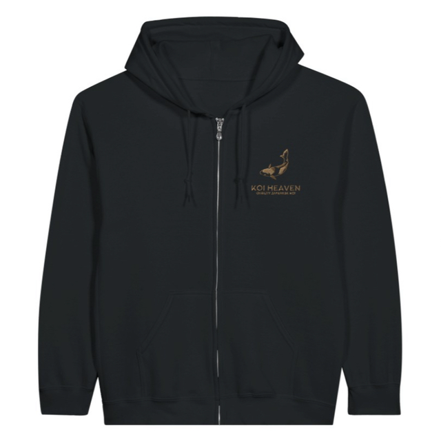 Koi Heaven Hoodie with Zip - Adult - Black with Gold logo