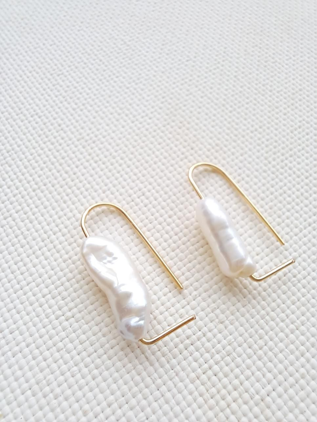 NAÏA Perles d&#039;eau douce -plaqué or 24k - boucles d&#039;oreilles 