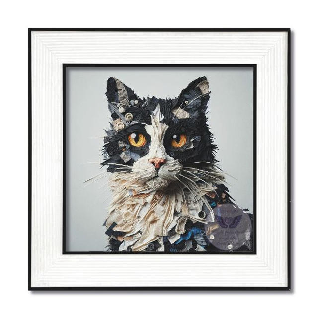 Artistic print of cat in square frame (C05)