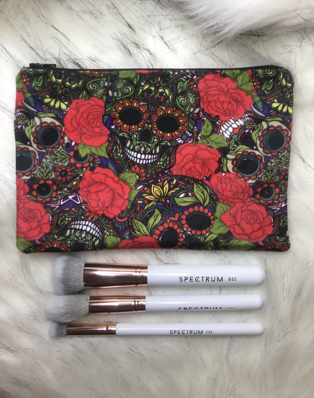 Handmade "Skulls &amp; Roses" clutch bag