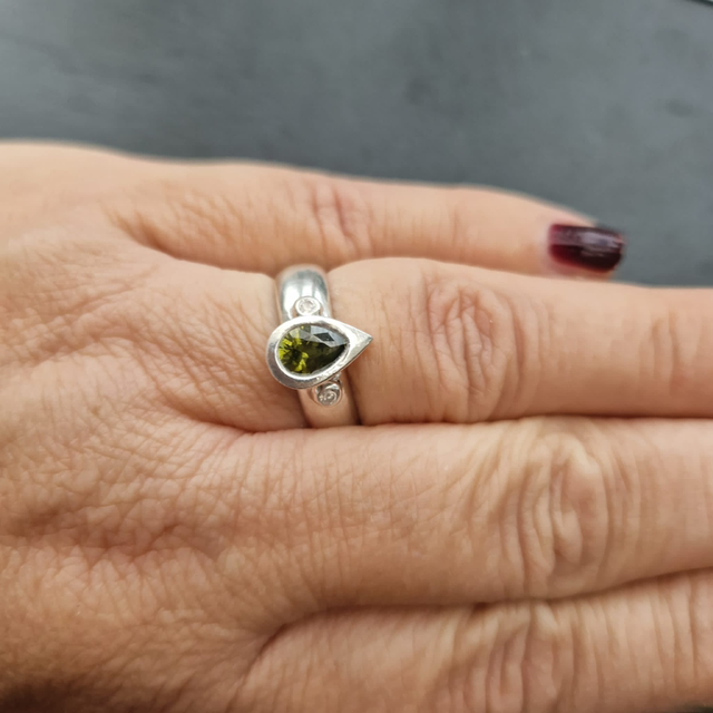 Sterling silver ring with cubic zirconia size O