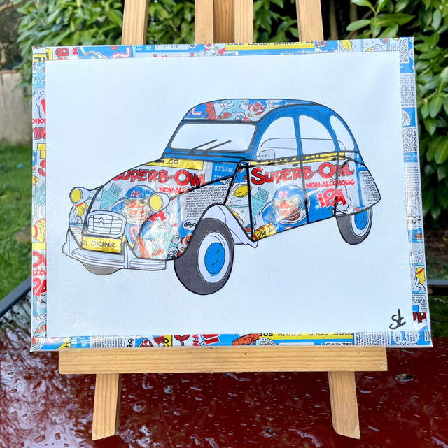 Tableau 2cv réalisé avec des canettes recyclées 