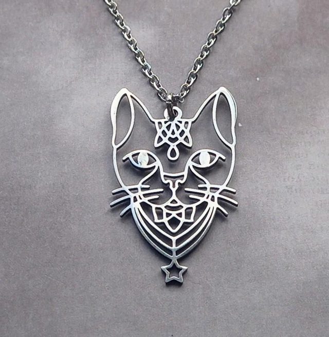 Steel Cat Head Necklace 
