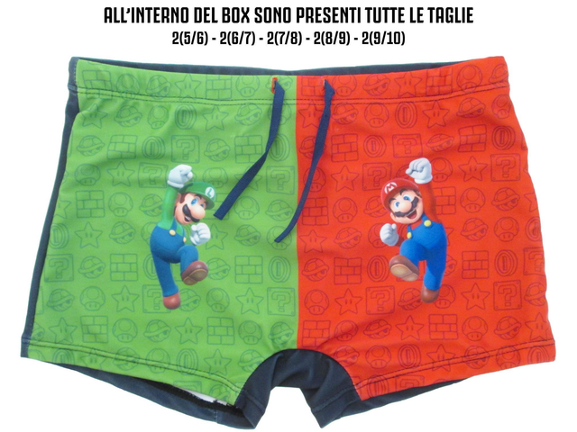 COSTUME MARE, PISCINA SUPER MARIO ITALIA verde/rosso