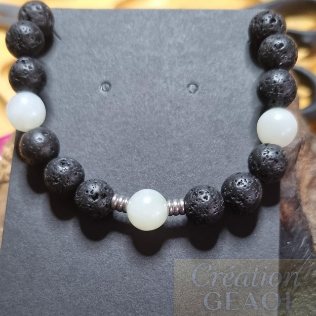 Pierre de lave et jade vert