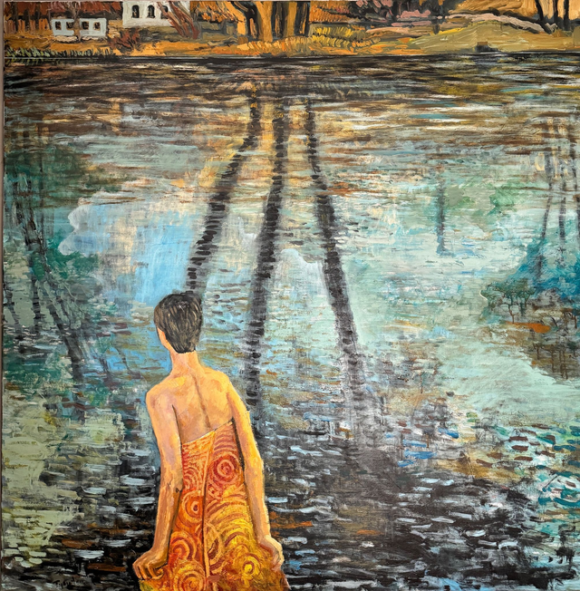 Kąpiący się 160x160 olej płótno