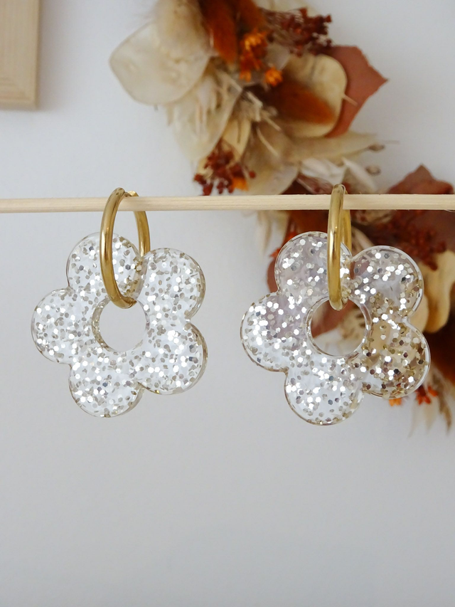 Grande fleur : paillettes champagne