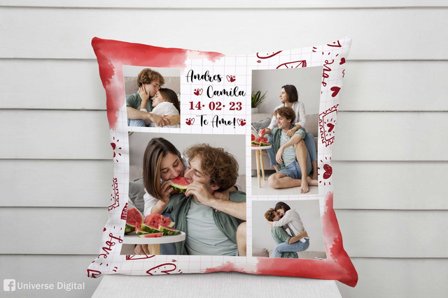 Cuscino collage da inserire 4 foto più frase Dimensione 40x40