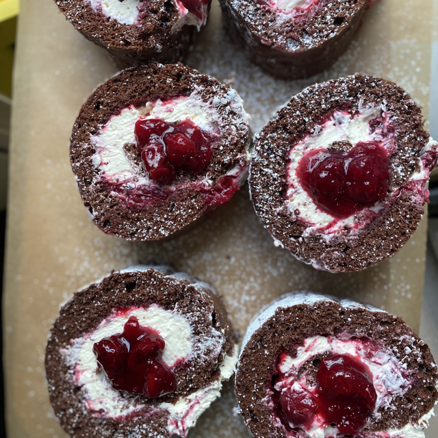 Chocolate &amp; cherry swiss roll