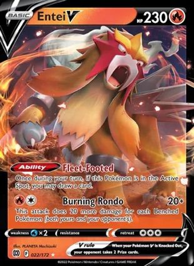 Entei V - 022/172 (Rare Holo V)