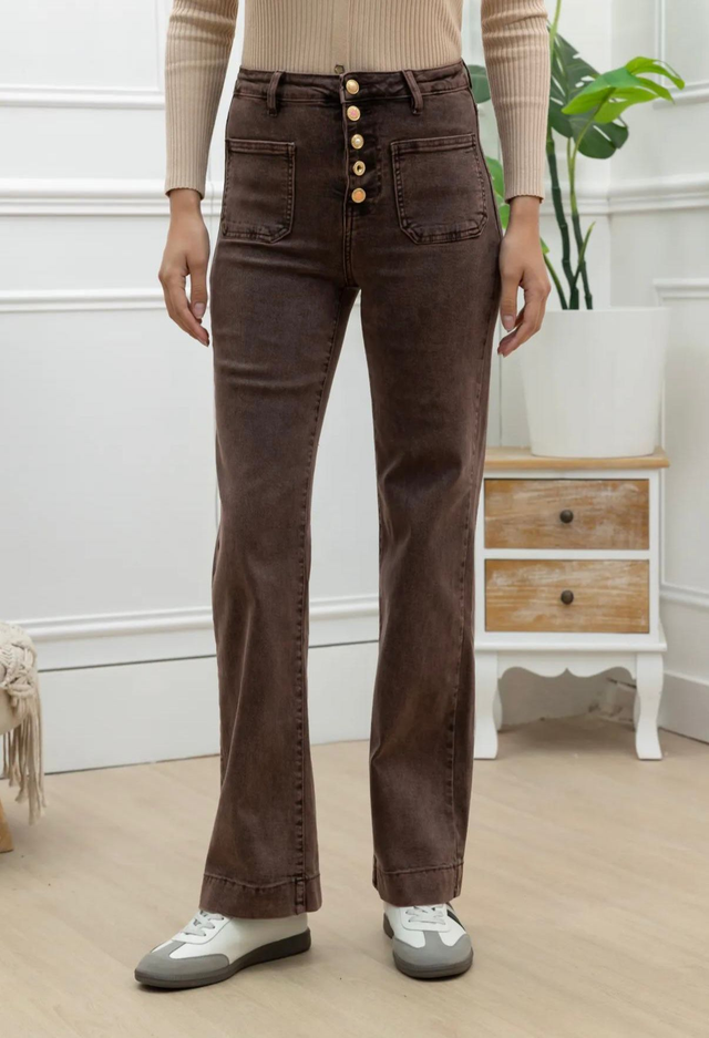 Wide leg choco met zakjes