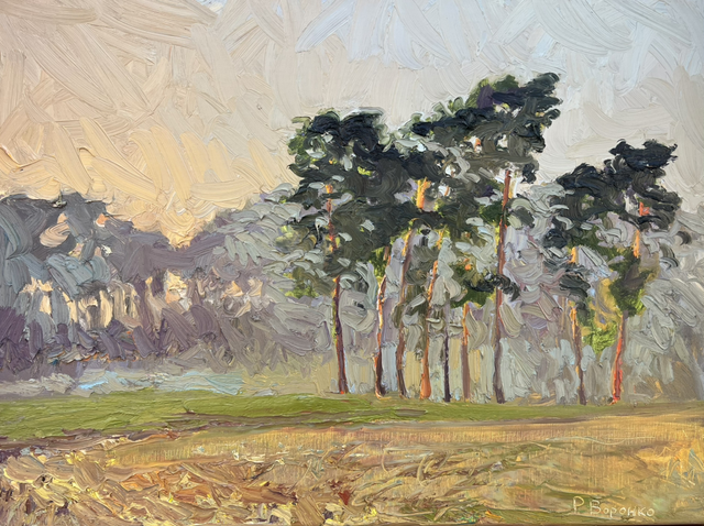 „Sanftes Abendlicht – Tanz der Kiefern“ – Öl auf Leinwand, 60 × 80 cm | 2024