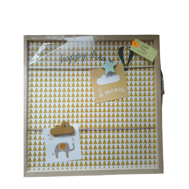 Cadre &quot;Rêves Joyeux&quot; – Motif géométrique jaune