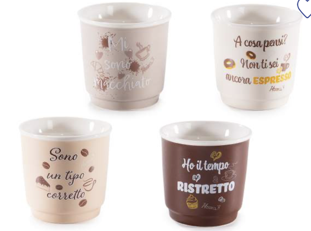 Bicchierino da caffè 90 ml in porcellana con scritte