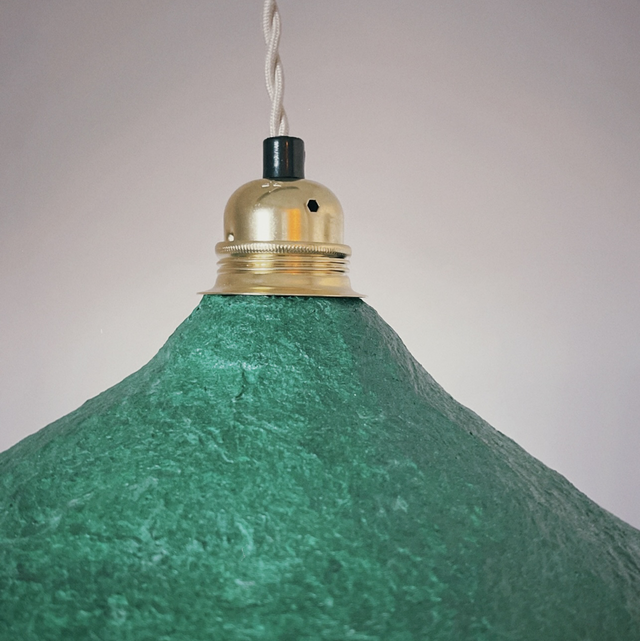 Abat jour suspension papier mâché London verte foncé