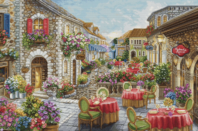 Cross Stitch Kit Luca-S GOLD - Fiori Caffes, BU5080