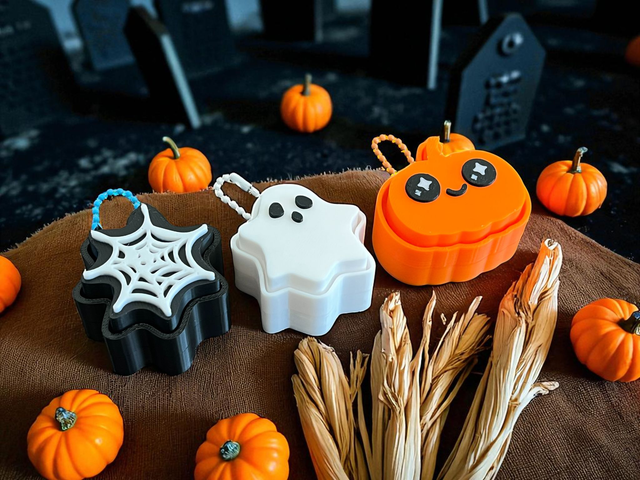 Halloween Ghost/Pumpkin/Spiderweb Clicker &amp; Keychain