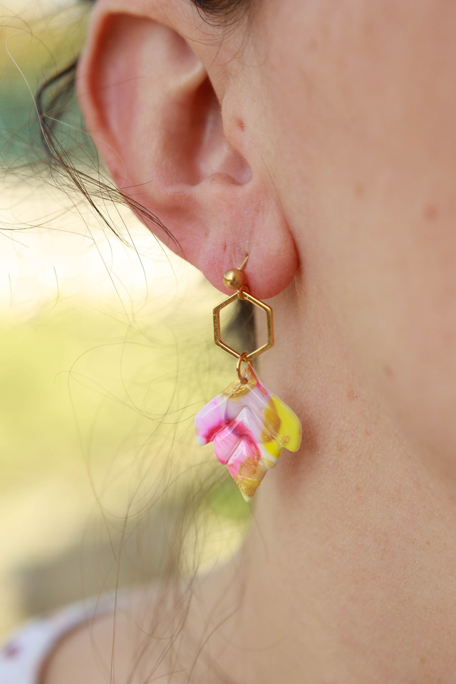 Boucles d'oreilles feuilles Collection Floraison Colorée