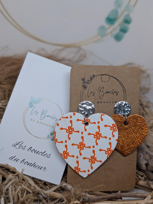 Boucles d&#039;oreilles Asymétrique orange zk114