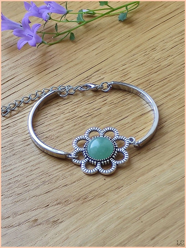 Bracelet jonc fleur - Aventurine