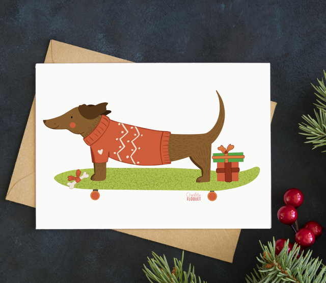 Teckel skateur de Noël