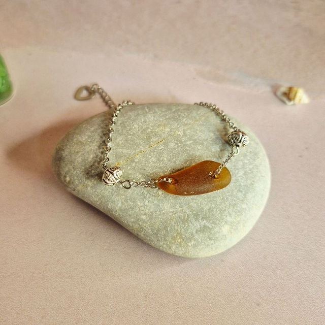 Bracelet fermoir AMBRA - Verre de mer - Ardore Marina, Calabre