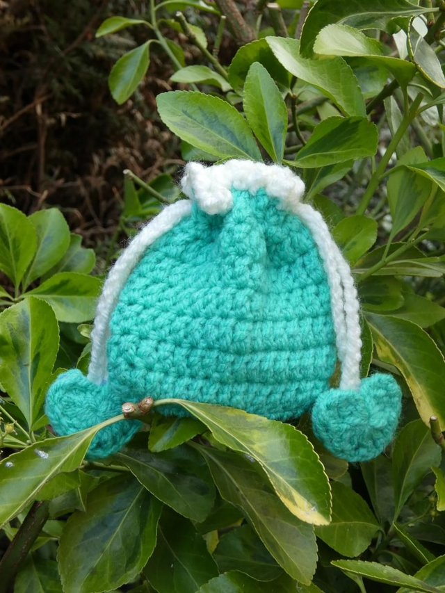 Porte monnaie vert menthe et blanc 