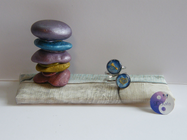 Double cabochon Bleu